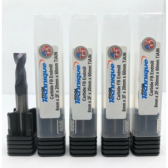 Group of 5 - 8mm Carbide Endmill 2 Flute Flat Bottom Regular TiAlN (CB2-G)