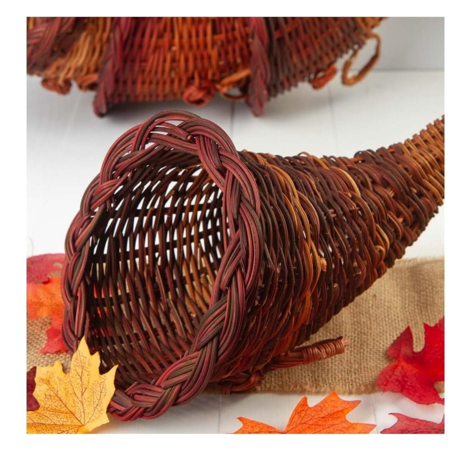 Group of 6 Thanksgiving Cornucopia Horn of Plenty Baskets - Wicker ...