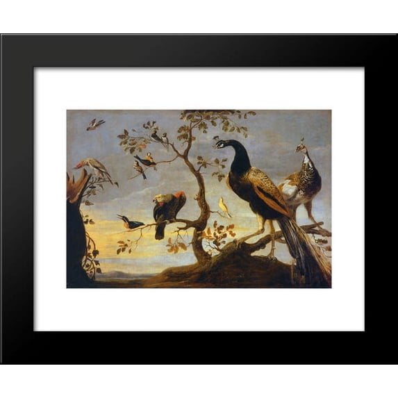 Group of Birds Perched on Branches 20x24 Framed Art Print by Frans Snyders