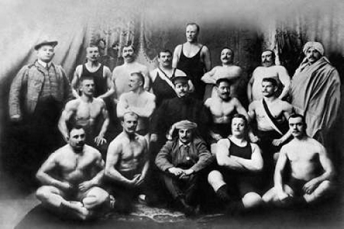 Group of Russian Wrestlers Canvas Art - Vintage Wrestler (12 x 18)