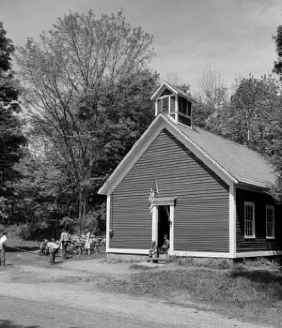 Group of children playing in front of a building Simonsville Vermont USA Canvas Art - (24 x 36)