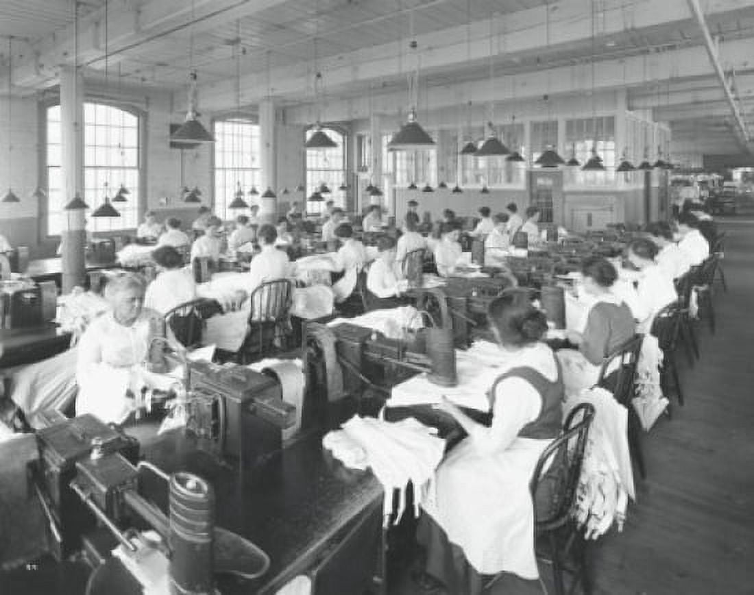 Group of female workers in a textile factory 1900s Canvas Art - (18 x 24)