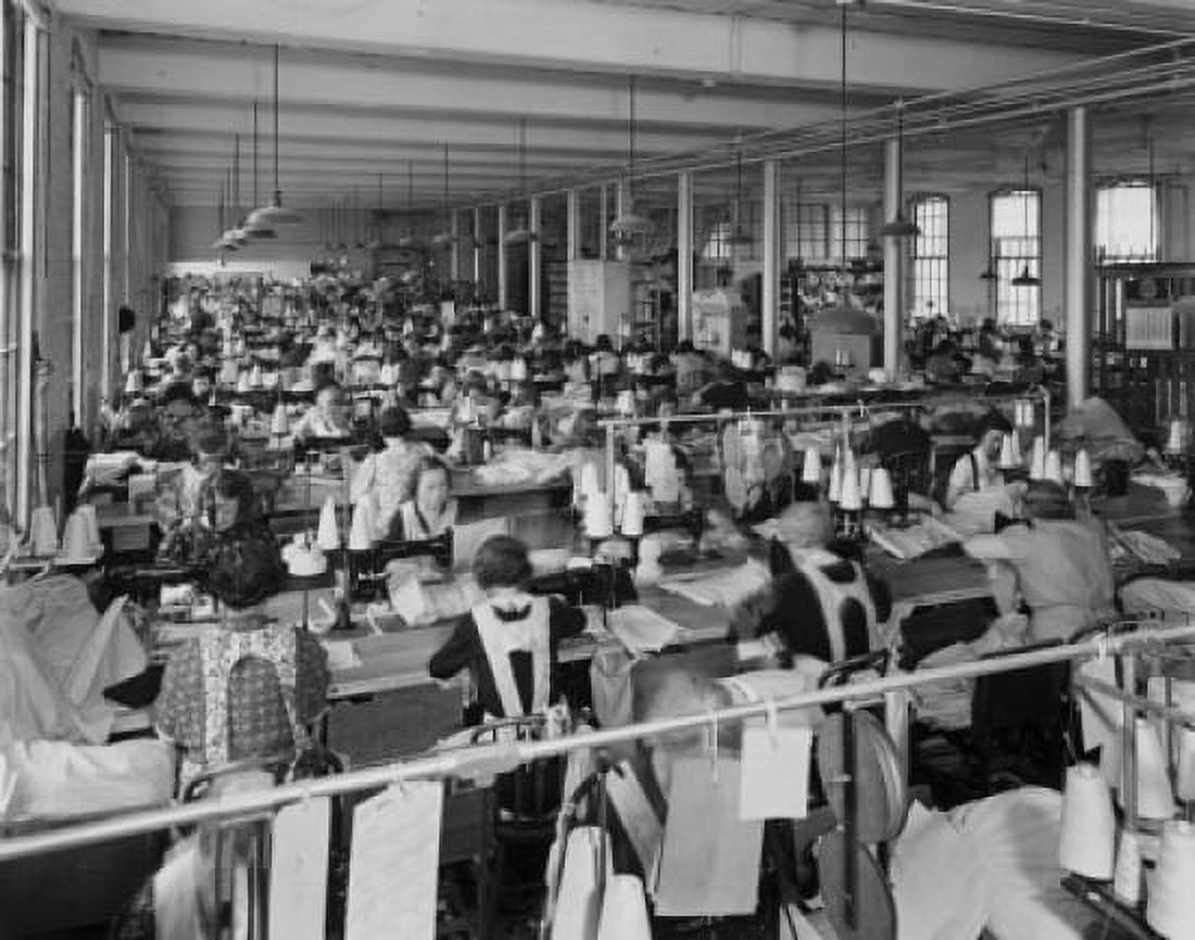 Group of female workers in a textile factory 1900s Canvas Art - (18 x 24)