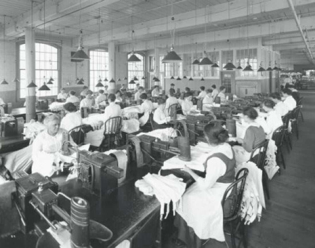 Group of female workers in a textile factory 1900s Canvas Art - (24 x 36)