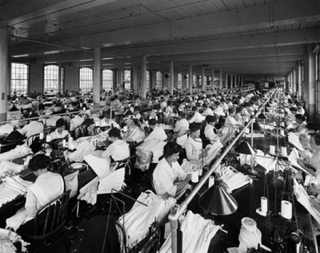 Group of female workers in a textile factory 1900s Canvas Art - (24 x 36)