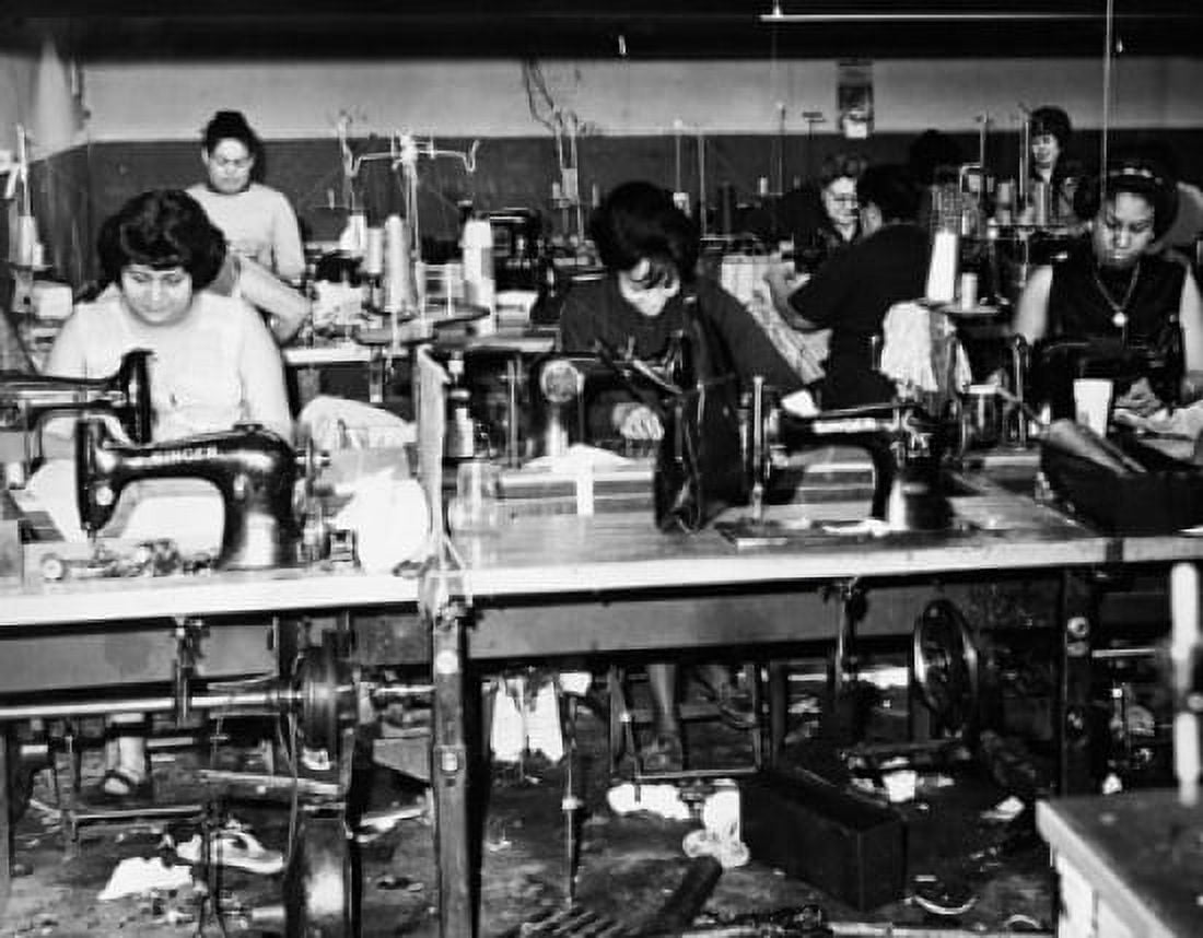 Group of female workers in a textile factory Canvas Art - (24 x 36)
