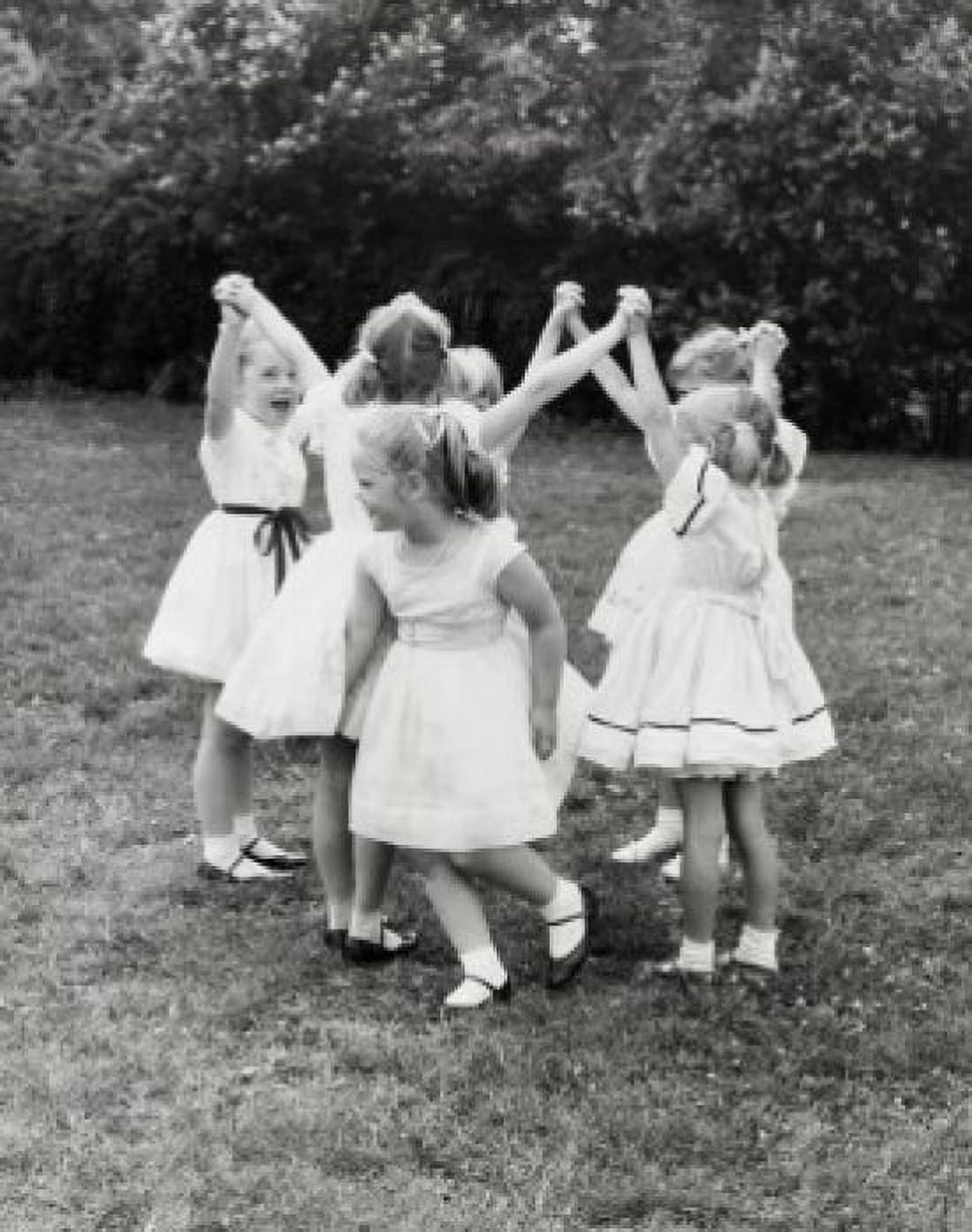 Group of girls playing outside Canvas Art - (18 x 24)