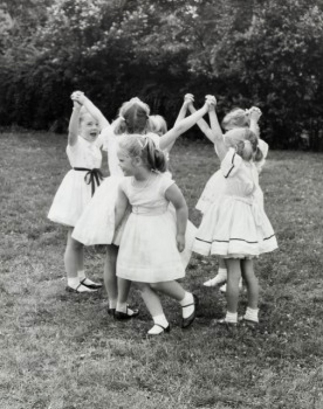 Group of girls playing outside Canvas Art - (24 x 36)