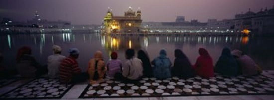 Group of people at a temple Golden Temple Amritsar Punjab India Canvas Art - Panoramic Images (18 x 7)