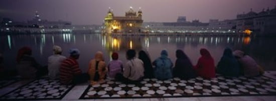 Group of people at a temple Golden Temple Amritsar Punjab India Canvas Art - Panoramic Images (36 x 13)