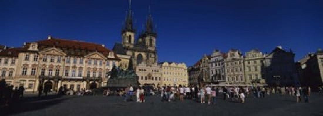 Group of people at a town square Prague Old Town Square Old Town Prague Czech Republic Canvas Art - Panoramic Images (18 x 7)