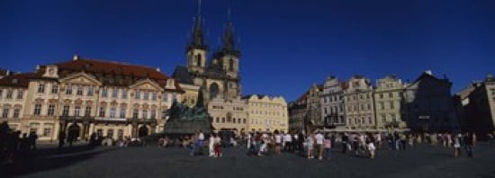Group of people at a town square Prague Old Town Square Old Town Prague Czech Republic Canvas Art - Panoramic Images (36 x 13)
