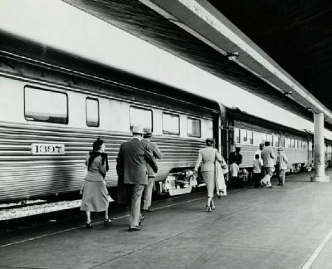 Group of people boarding the San Diegan Streamliner train Union Station Los Angeles California USA Canvas Art - (24 x 36)