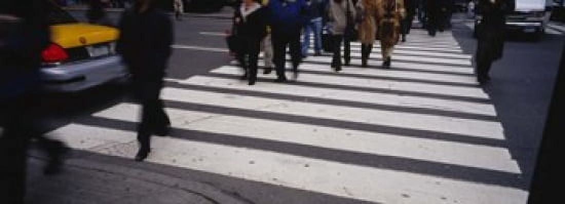 Group of people crossing at a zebra crossing New York City New York State USA Canvas Art - Panoramic Images (18 x 7)