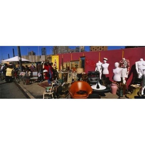 Group of people in a flea market Hells Kitchen Manhattan New York City New York State USA Poster Print by - 36 x 12