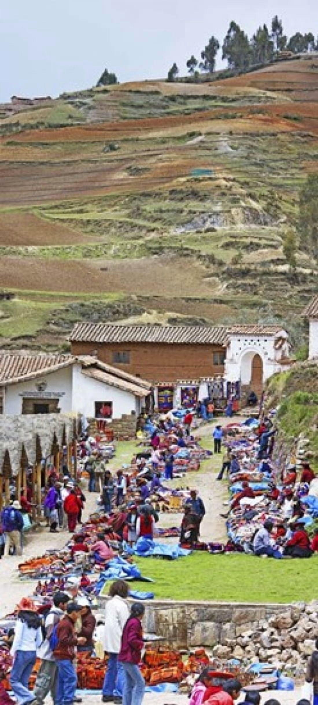 Group of people in a market Chinchero Market Andes Mountains Urubamba Valley Cuzco Peru Canvas Art - Panoramic Images (30 x 14)