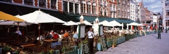 Group of people in a restaurant Bruges Belgium Canvas Art - Panoramic Images (36 x 12)