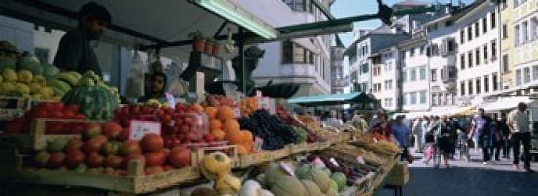 Group of people in a street market Lake Garda Italy Canvas Art - Panoramic Images (18 x 7)