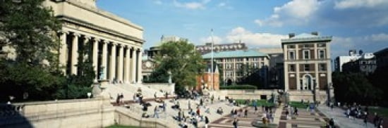 Group of people in front of a library Library Of Columbia University New York City New York USA Canvas Art - Panoramic Images (36 x 12)
