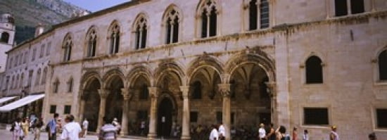 Group of people in front of a palace Rectors Palace Dubrovnik Croatia Canvas Art - Panoramic Images (36 x 13)