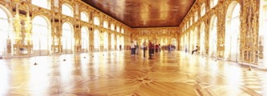 Group of people inside a ballroom Catherine Palace Pushkin St Petersburg Russia Canvas Art - Panoramic Images (36 x 13)