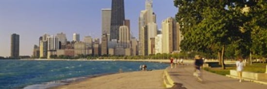 Group of people jogging Chicago Illinois USA Canvas Art - Panoramic Images (36 x 12)