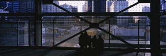 Group of people looking at a memorial Ground Zero Manhattan New York City New York State USA Canvas Art - Panoramic Images (36 x 13)