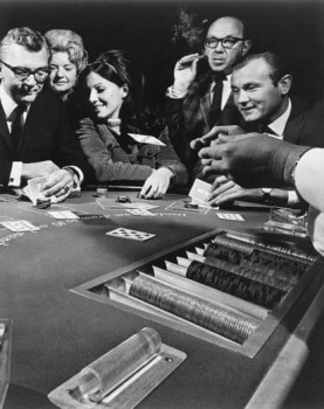 Group of people playing cards in casino Canvas Art - (24 x 36)