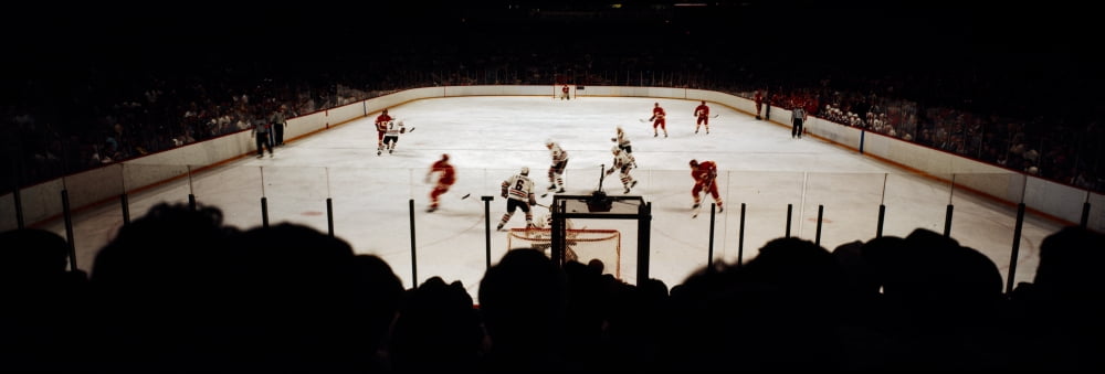 Group of people playing ice hockey Chicago Illinois USA Canvas Art - Panoramic Images (27 x 9)