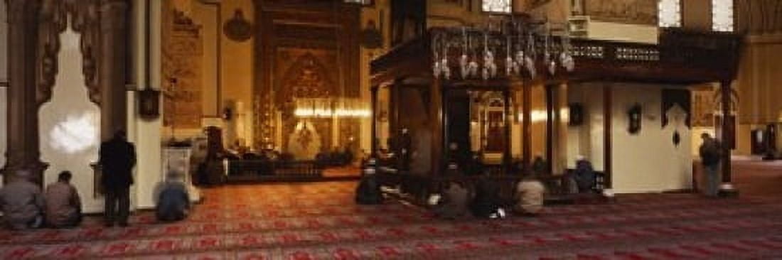 Group of people praying in a mosque Ulu Camii Bursa Turkey Canvas Art - Panoramic Images (18 x 6)