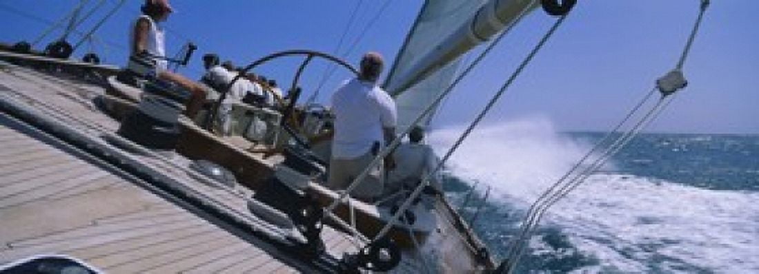 Group of people racing in a sailboat Grenada Canvas Art - Panoramic Images (18 x 7)