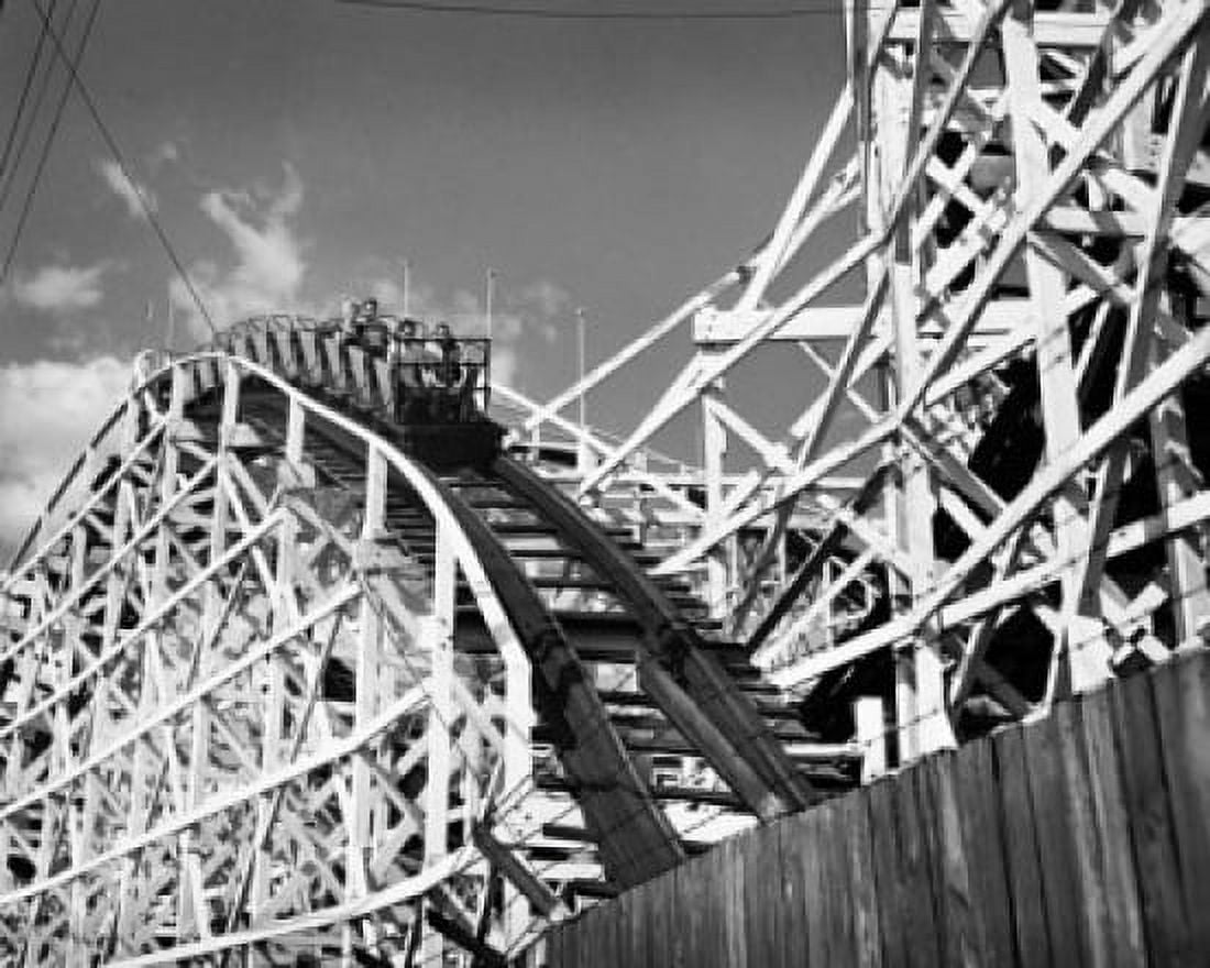 Group of people riding on a rollercoaster Canvas Art - (24 x 36)