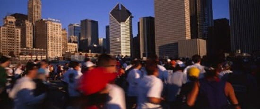 Group of people running a marathon Chicago Illinois USA Canvas Art - Panoramic Images (15 x 6)