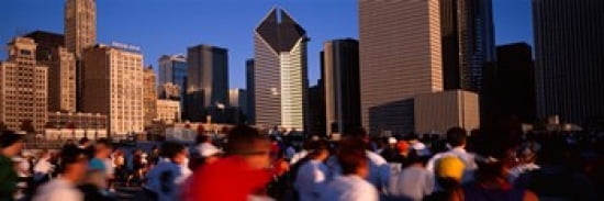 Group of people running a marathon Chicago Illinois USA Canvas Art - Panoramic Images (30 x 13)