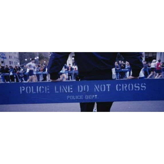 Group of people running in a marathon, New York City, New York State, USA Poster Print (18 x 7)