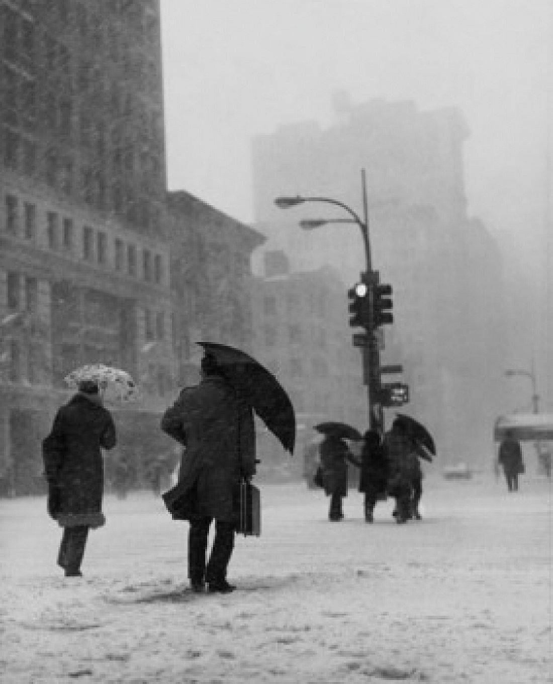 Group of people walking during a blizzard New York City USA Canvas Art - (24 x 36)