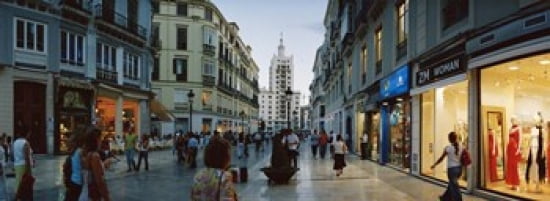 Group of people walking on a street Larios Street Malaga Malaga Province Andalusia Spain Canvas Art - Panoramic Images (36 x 13)