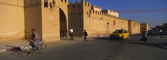 Group of people walking on the road Medina Kairwan Tunisia Canvas Art - Panoramic Images (36 x 13)