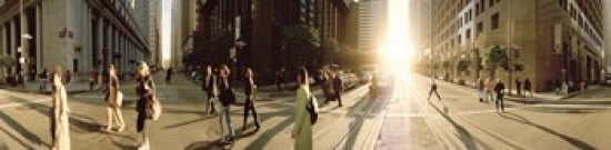 Group of people walking on the street Montgomery Street San Francisco California USA Canvas Art - Panoramic Images (40 x 10)