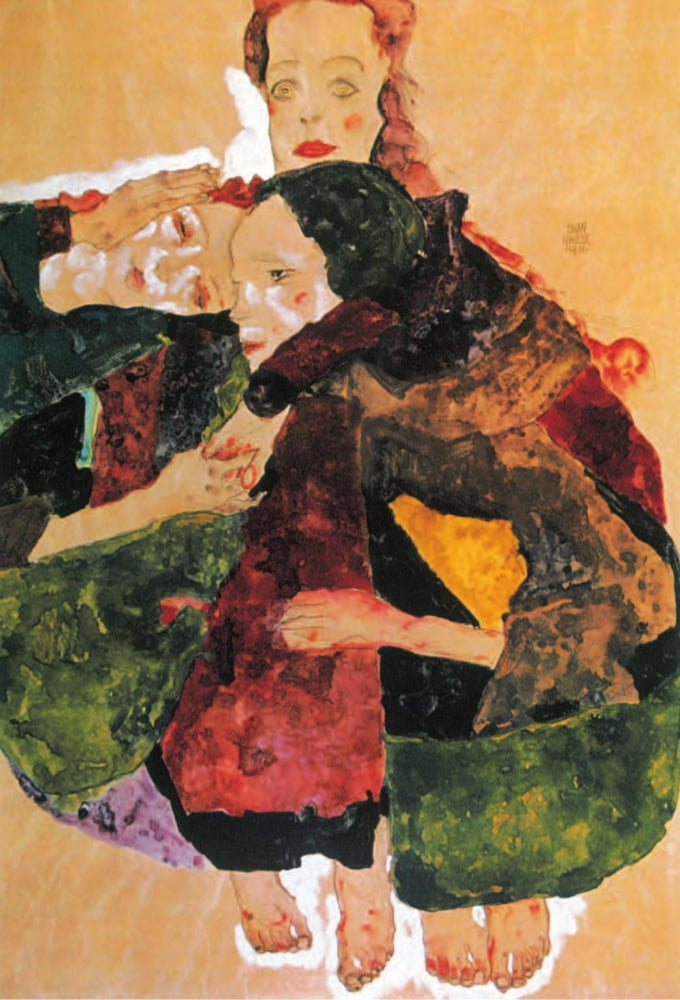 Groupf of three Girls 1911 Canvas Art - Egon Schiele (24 x 36)