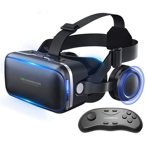 Groupnineet VR Headset with Remote Controller, HD 3D VR Glasses Virtual Reality Headset for VR Games & 3D Movies, for iPhone/Android phone Compatible 4.7-6 Inch