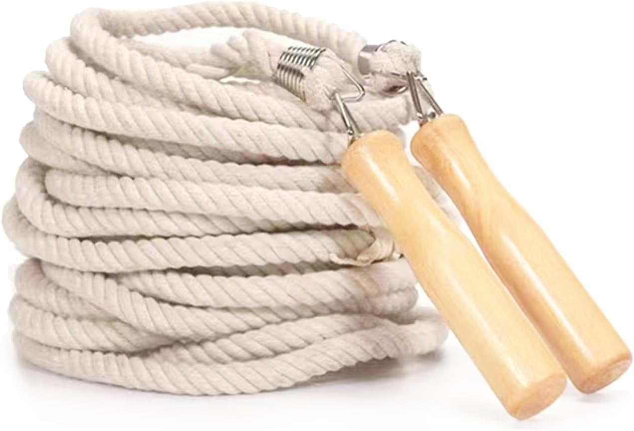 Groups Jump Rope with Wooden Handle for Men Women,22.9ft Skipping Rope，Ideal for School Sport and Outdoor Activity