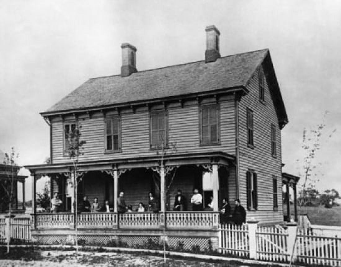Groups of people on a porch Sarah Jordan Boarding House Menlo Park New Jersey USA Canvas Art - (18 x 24)