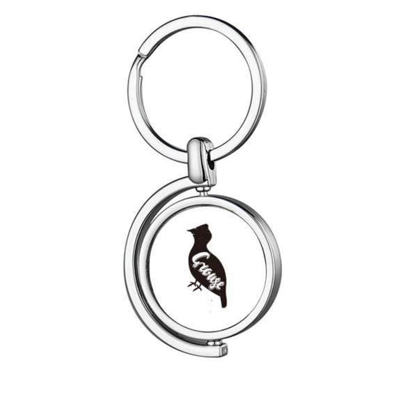 Grouse Black And White Animal Rotating Keychain Metal Keyring Holder
