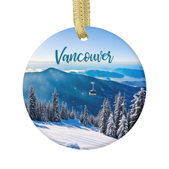 Grouse Mountain in Winter Snow Vancouver Canada Travel Memory Souvenir Landmark Vacation Keepsake Ceramic Christmas Ornament Xmas Holiday Tree Gift