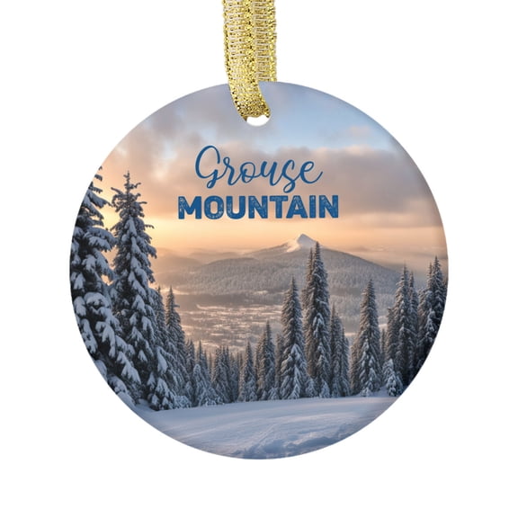 Grouse Mountain in Winter Vancouver Canada Snow Travel Memory Souvenir Landmark Vacation Keepsake Ceramic Christmas Ornament Xmas Holiday Tree Gift