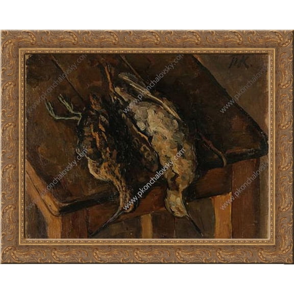 Grouse (Snipe and Ruff) 24x20 Gold Ornate Wood Framed Canvas Art by Pyotr Konchalovsky