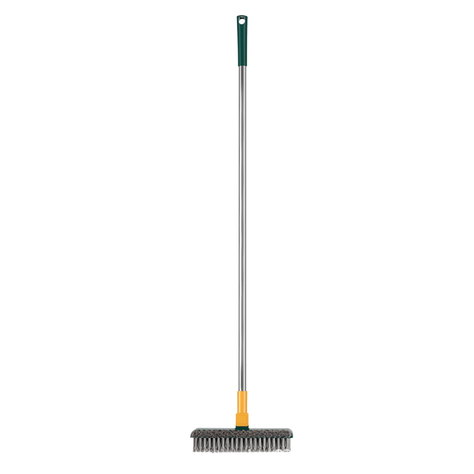 Grout Brush with Long Handle, 2 in 1 Floor Scrub Brush with Squeegee 180° Rotating, Shower