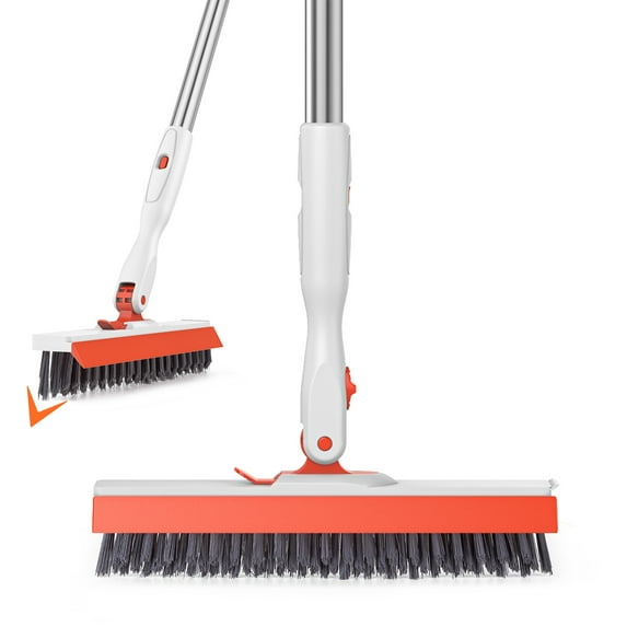 Grout Brush with Long Handle, 56.5'' Swivel Grout Cleaning Brush,120°Rotatable V-Shape Grout Scrub Brush, Extendable Handle Grout Cleaner Brush for Tile Floors,Bathroom,Baseboard,Shower,Corner