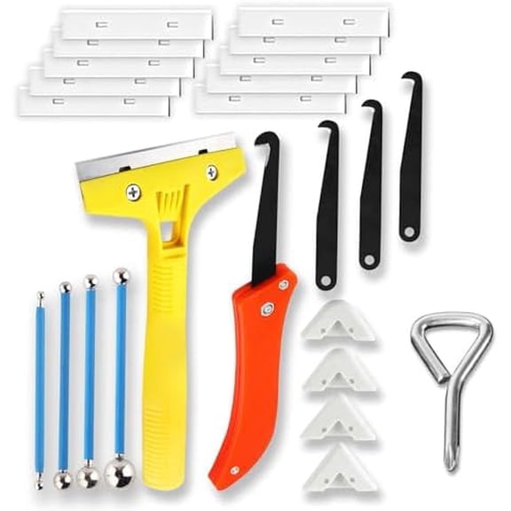 Grout Caulking Tools 24-in-1 Kit with Glass Glue Angle Scraper Grout Scraper Finishing for Kitchen Bathroom Window Sink Tile Joint - DIY Renovation Contractor Use